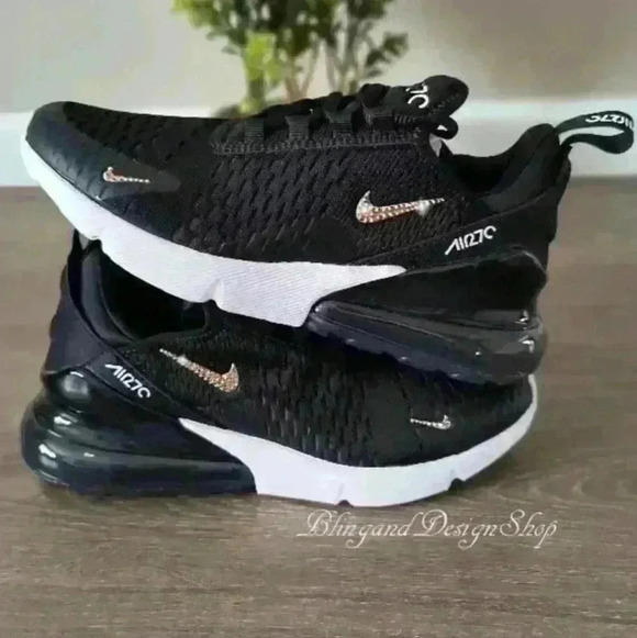 Womens Nike Air Max 270 Sneakers Shoes made with Rose Gold Swarovski Crystals - Picture 6 of 8
